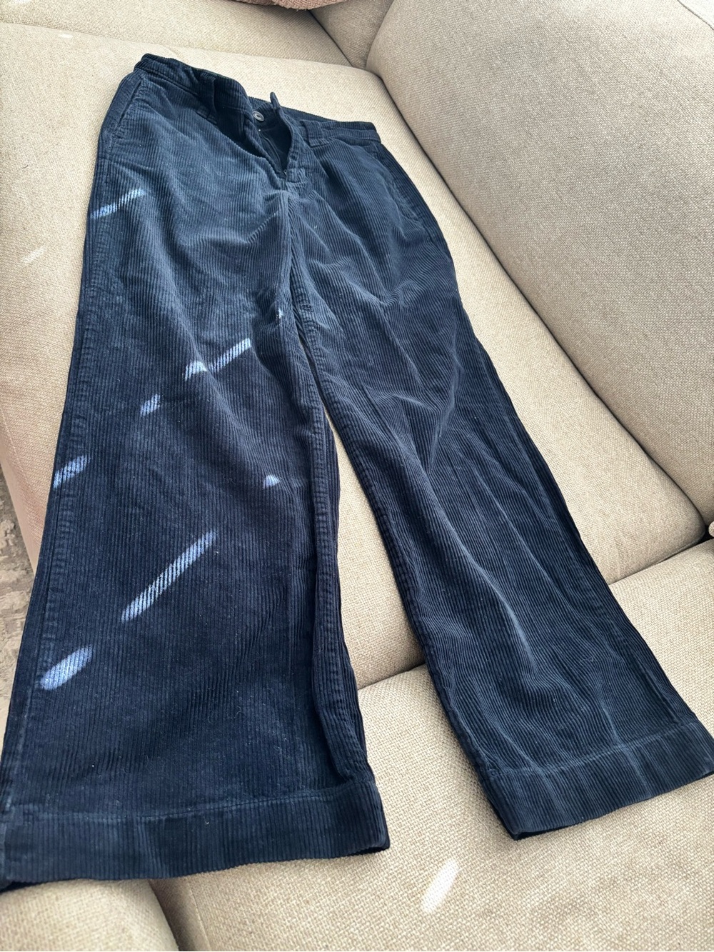 a.n.a Womens Black Corduroy Wide-Leg Pants